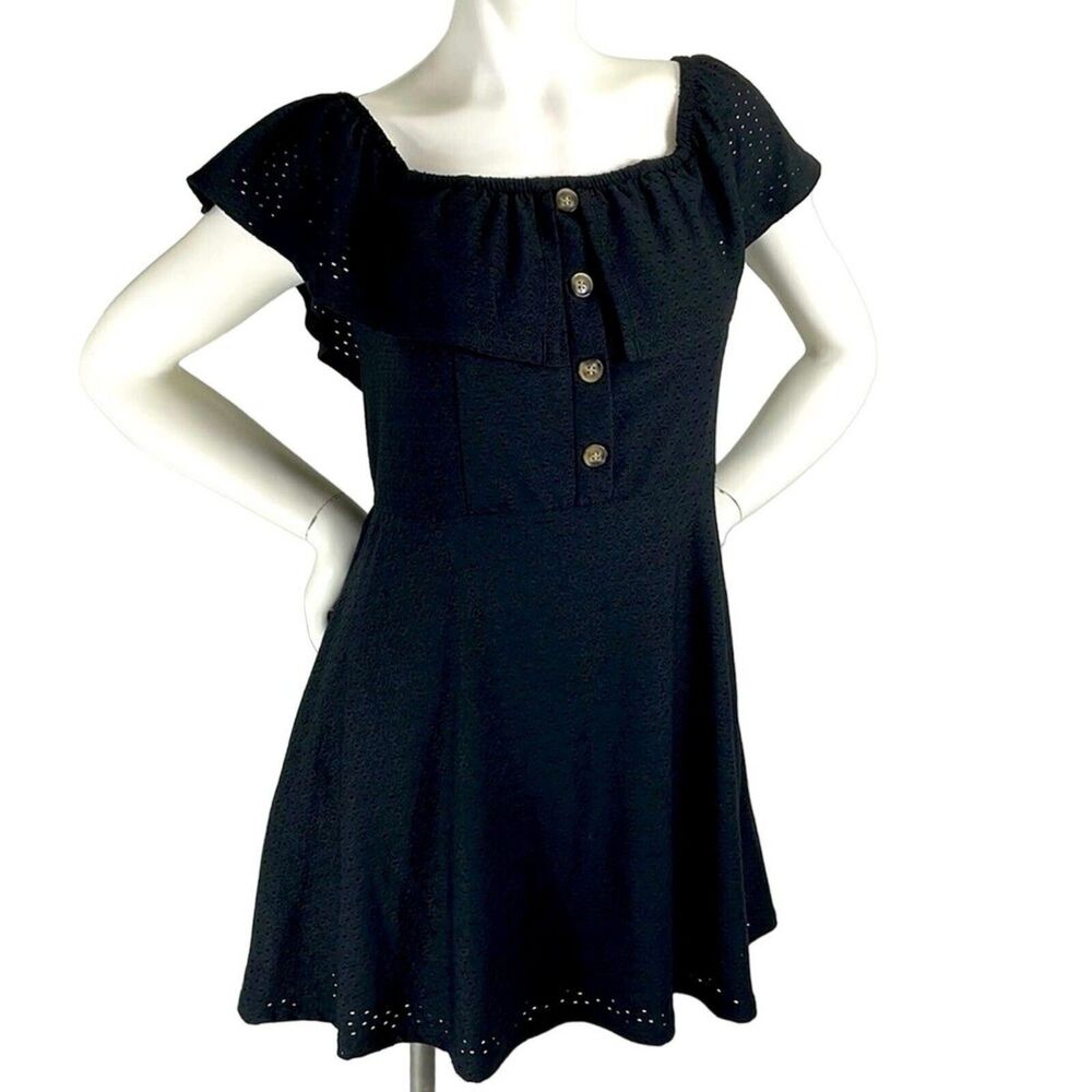 Speechless Black Off The Shoulder Knit Eyelet Dress Size XS